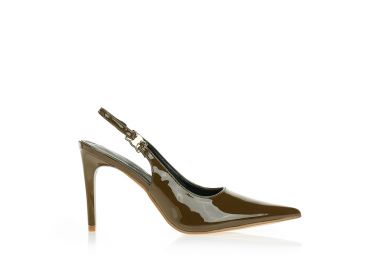 Γόβες λαδί μυτερές slingback ΛΑΔΙ - Tsoukalas - 