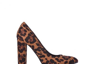 Γόβες λεοπάρ σουέτ μυτερές με χοντρό τακούνι ΛΕΟΠΑΡ - Tsoukalas - 