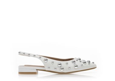 Γόβες λευκές δερματίνη με ασημί τρουκς ΛΕΥΚΟ - Tsoukalas - 