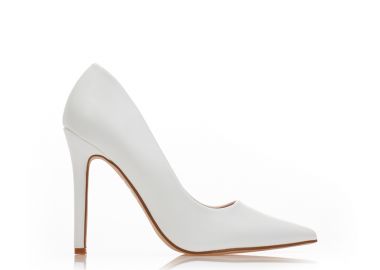 Γόβες λευκές δερματίνη μυτερές ΛΕΥΚΟ - Tsoukalas - 