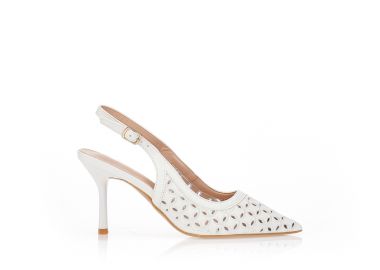 Γόβες λευκές με διάτρητο μοτίβο λουλουδιών ΛΕΥΚΟ - Tsoukalas - 