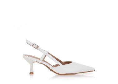 Γόβες λευκές slingback με χαμηλό τακούνι ΛΕΥΚΟ - Tsoukalas - 