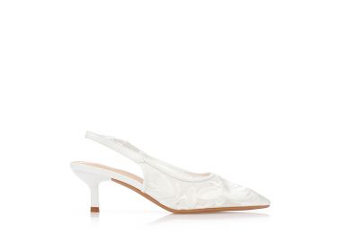 Γόβες λευκές slingback με κεντητό σχέδιο ΛΕΥΚΟ - Tsoukalas - 