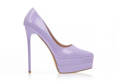 Γόβες λιλά λουστρίνι δίπατες μυτερές ΛΙΛΑ - Tsoukalas - 