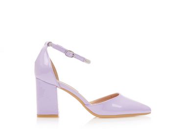 Γόβες λιλά λουστρίνι με λουράκι από στρας ΛΙΛΑ - Tsoukalas - 