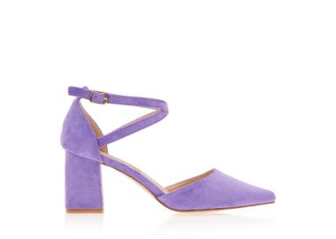 Γόβες λιλά σουέτ με χιαστί λουράκια ΛΙΛΑ - Tsoukalas - 