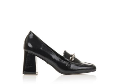 Γόβες loafers μαύρες λουστρίνι με αγκράφα ΜΑΥΡΟ - Tsoukalas - 