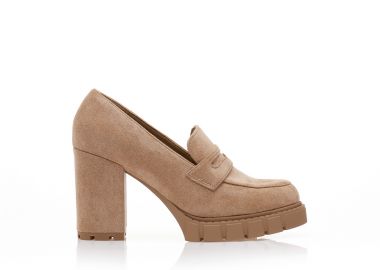 Γόβες loafers πούρο σουέτ με τρακτερωτή σόλα ΠΟΥΡΟ - Tsoukalas - 