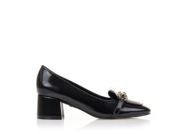 Γόβες loafers TSOUKALAS μαύρες δερματίνη με χρυσές αγκράφες ΜΑΥΡΟ - Tsoukalas - 