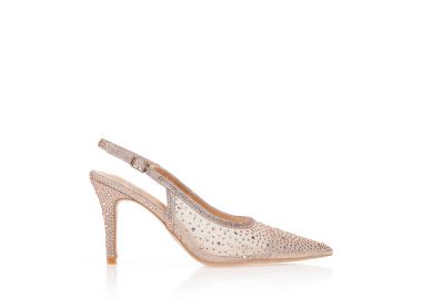 Γόβες λούρεξ με διαφάνεια και στρας ΜΠΡΟΝΖΕ - Tsoukalas - 