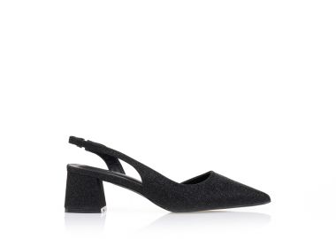 Γόβες λούρεξ slingback ΜΑΥΡΟ - Tsoukalas - 