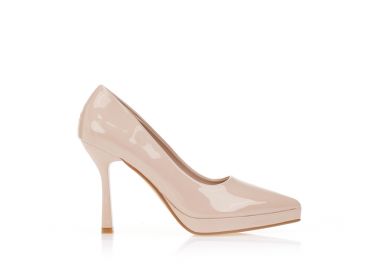 Γόβες λουστρίνι με φιάπα NUDE - Tsoukalas - 