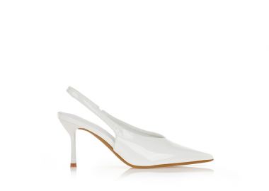 Γόβες λουστρίνι με λάστιχο ΛΕΥΚΟ - Tsoukalas - 