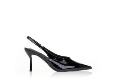 Γόβες λουστρίνι με λάστιχο ΜΑΥΡΟ - Tsoukalas - 