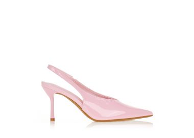 Γόβες λουστρίνι με λάστιχο ΡΟΖ - Tsoukalas - 