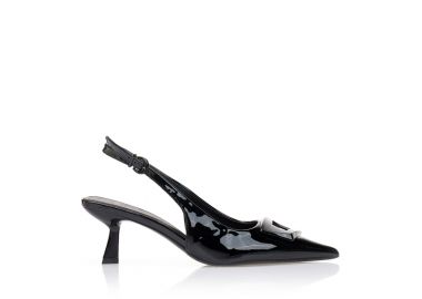 Γόβες λουστρίνι μυτερές ΜΑΥΡΟ - Tsoukalas - 