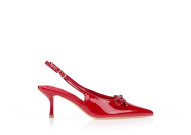 Γόβες λουστρίνι slingback μυτερές ΚΟΚΚΙΝΟ - Tsoukalas - 