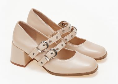 Γόβες mary janes με διπλή μπαρέτα - Μπεζ - Issue - 