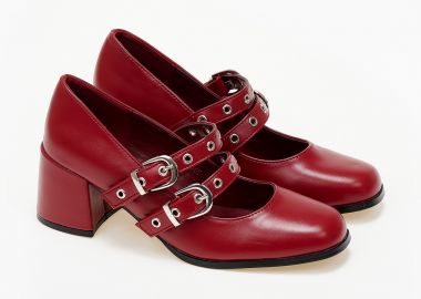 Γόβες mary janes με διπλή μπαρέτα - Μπορντώ - Issue - 