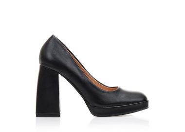 Γόβες μαύρες δερματίνη με φιάπα ΜΑΥΡΟ - Tsoukalas - 