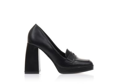 Γόβες μαύρες δερματίνη με σχέδιο στην φάσα και φιάπα ΜΑΥΡΟ - Tsoukalas - 