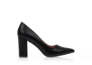 Γόβες μαύρες δερματίνη μυτερές ΜΑΥΡΟ - Tsoukalas - 