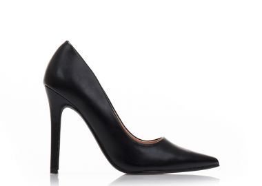 Γόβες μαύρες δερματίνη μυτερές ΜΑΥΡΟ - Tsoukalas - 