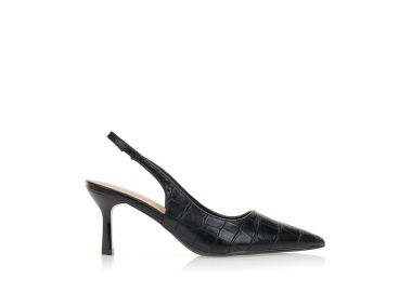 Γόβες μαύρες δερματίνη slingback ΜΑΥΡΟ - Tsoukalas - 