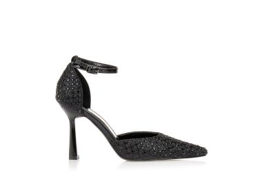 Γόβες μαύρες λούρεξ με στρας ΜΑΥΡΟ - Tsoukalas - 