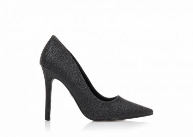 Γόβες μαύρες λούρεξ μυτερές ΜΑΥΡΟ - Tsoukalas - 