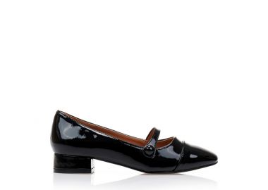 Γόβες μαύρες λουστρίνι με μπαρέτα ΜΑΥΡΟ - Tsoukalas - 