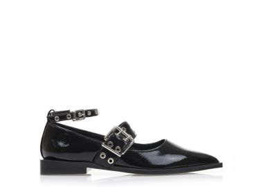 Γόβες μαύρες λουστρίνι με μπαρέτα ΜΑΥΡΟ - Tsoukalas - 