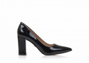 Γόβες μαύρες λουστρίνι μυτερές ΜΑΥΡΟ - Tsoukalas - 