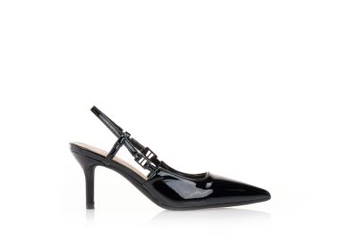 Γόβες μαύρες λουστρίνι μυτερές ΜΑΥΡΟ - Tsoukalas - 