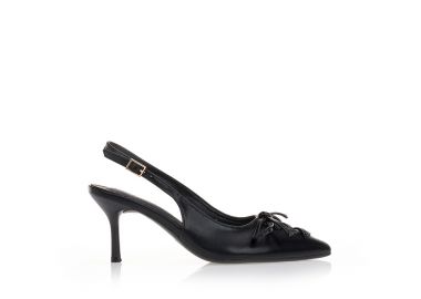 Γόβες μαύρες με δετό φιόγκο ΜΑΥΡΟ - Tsoukalas - 