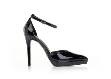 Γόβες μαύρες με φιάπα και μπαρέτα ΜΑΥΡΟ - Tsoukalas - 