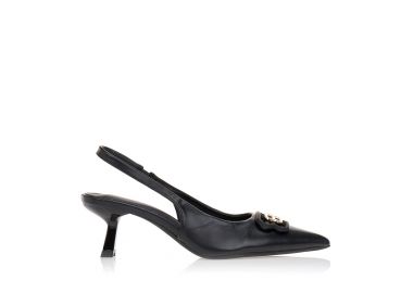 Γόβες μαύρες με ιδιαίτερο τακούνι και αγκράφα ΜΑΥΡΟ - Tsoukalas - 