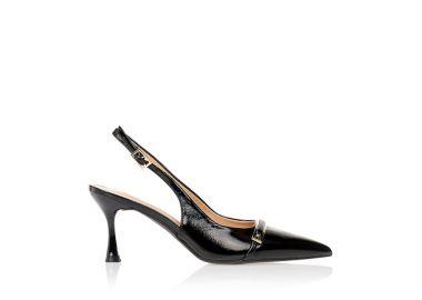 Γόβες μαύρες με ιδιαίτερο τακούνι ΜΑΥΡΟ - Tsoukalas - 