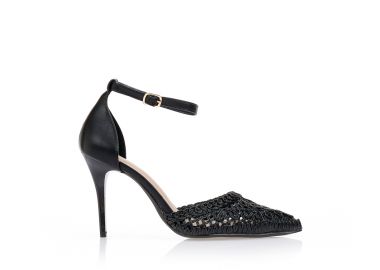 Γόβες μαύρες με κεντητό σχέδιο ΜΑΥΡΟ - Tsoukalas - 