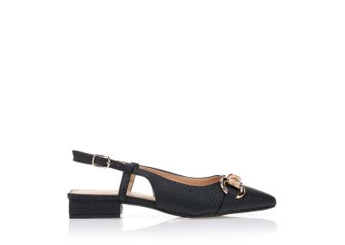 Γόβες μαύρες με κοκκάλινη αγκράφα ΜΑΥΡΟ - Tsoukalas - 