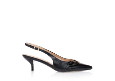 Γόβες μαύρες με λουράκια και αγκράφα ΜΑΥΡΟ - Tsoukalas - 