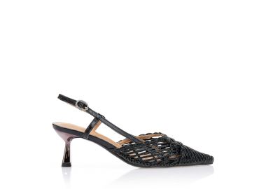 Γόβες μαύρες με πλεκτό σχέδιο ΜΑΥΡΟ - Tsoukalas - 