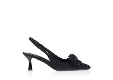 Γόβες μαύρες με πουά φιόγκο ΜΑΥΡΟ - Tsoukalas - 