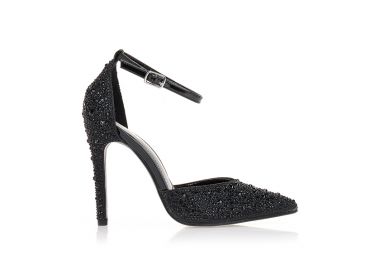 Γόβες μαύρες με στρας ΜΑΥΡΟ - Tsoukalas - 