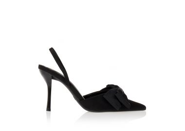 Γόβες μαύρες μυτερές με φιόγκο ΜΑΥΡΟ - Tsoukalas - 