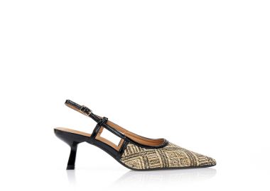 Γόβες μαύρες ψάθινες μυτερές ΜΑΥΡΟ - Tsoukalas - 