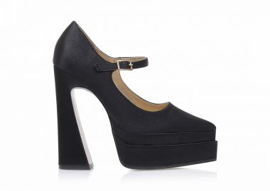 Γοβες μαύρες σατέν με φιάπα ΜΑΥΡΟ - Tsoukalas - 