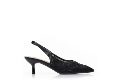 Γόβες μαύρες slingback με κεντητό σχέδιο ΜΑΥΡΟ - Tsoukalas - 
