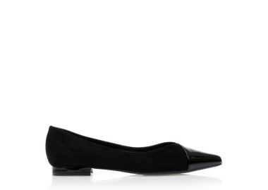 Γόβες μαύρες σουέτ και δερματίνη μυτερές ΜΑΥΡΟ - Tsoukalas - 