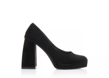 Γόβες μαύρες υφασμάτινες με φιάπα και τετράγωνο τελείωμα ΜΑΥΡΟ - Tsoukalas - 